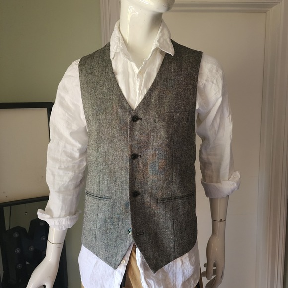 Alan Flusser Other - Alan Flusser Men's Size Large Waistcoat Vest Wool Blend Gray & Paisley A20